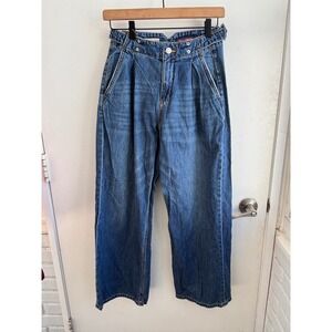 Pilcro High Rise Pleated Wide Leg Jeans Size 25 Petite boho minimalist layered